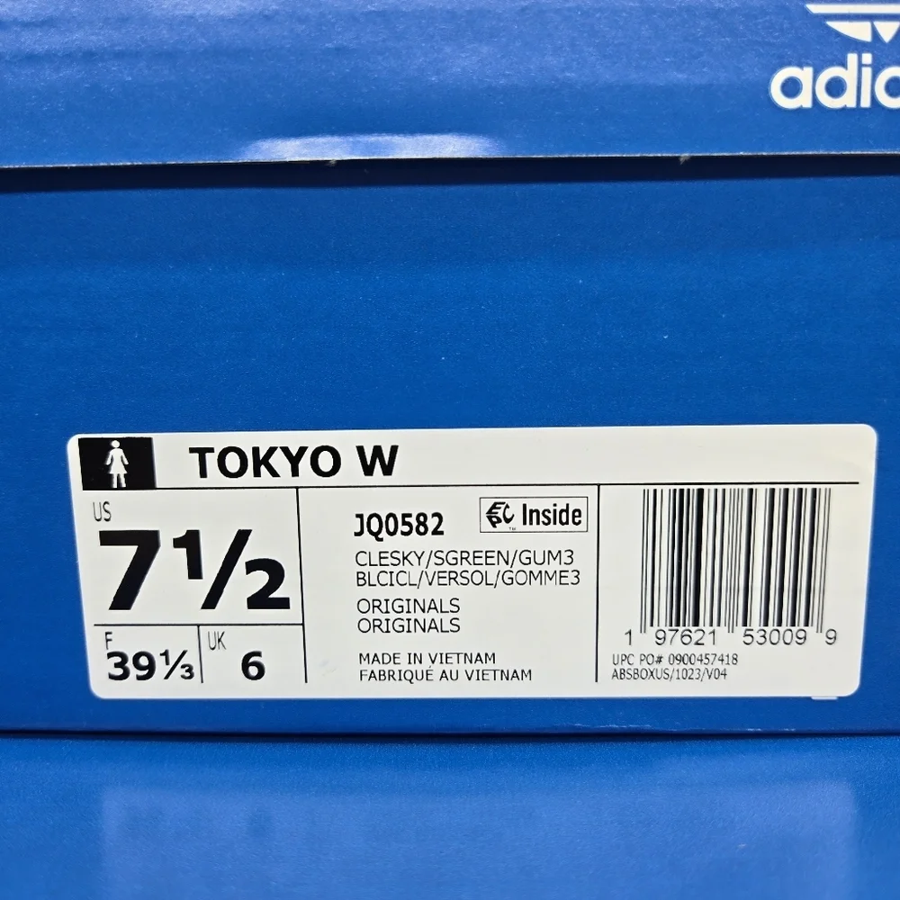 adidas Women's Tokyo JQ0582 Clear Sky Solar Green Gum Shoes Size 7.5 New